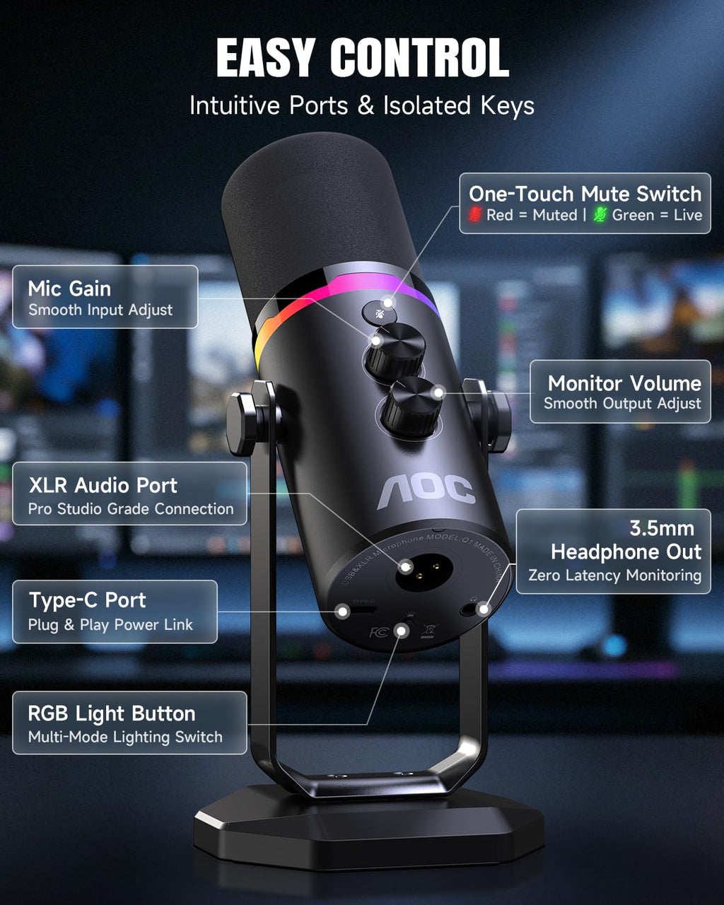 USB/XLR Dynamic Microphone with Desk Stand T861527