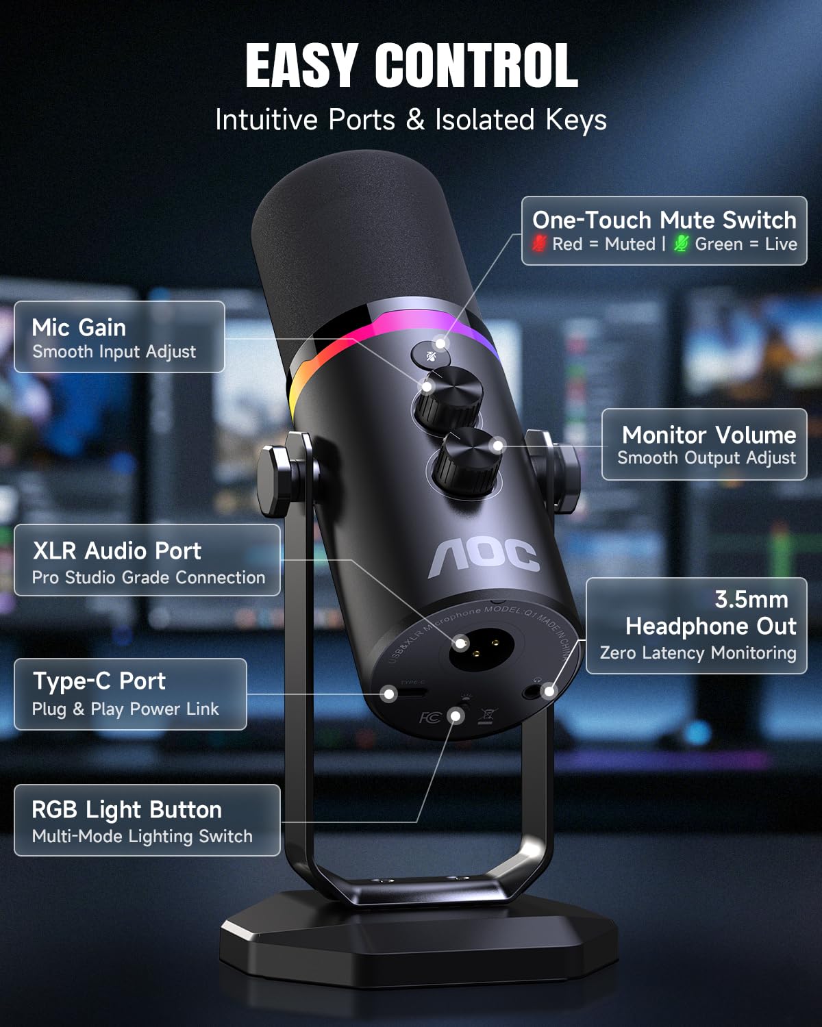 USB/XLR Dynamic Microphone with Desk Stand T861527