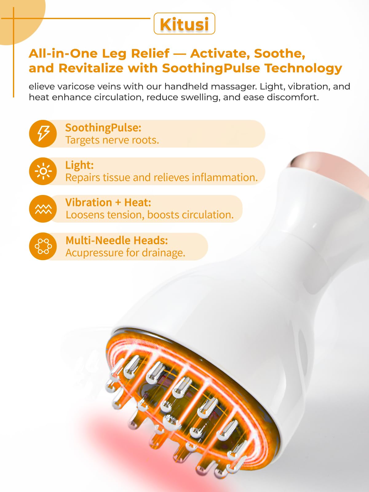White Calf, Foot & Knee Massager with Heat, Light & Vibration F5147