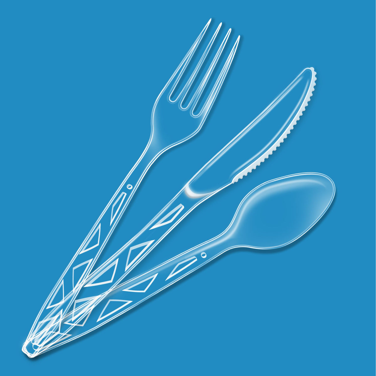 Clear Plastic Cutlery Set, 192 Count Combo Forks, Spoons and Knives R544