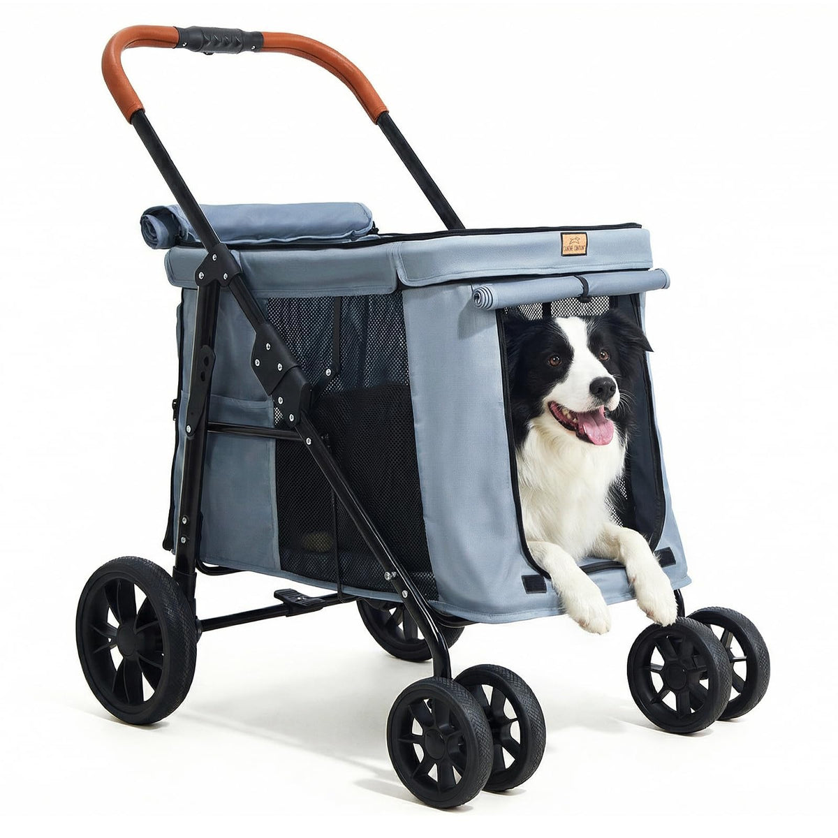 Heavy Duty Foldable Pet Stroller with All-Terrain Wheels, 55 lbs Capacity, Grey R127