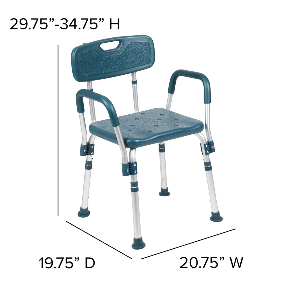 Adjustable Navy Bath & Shower Chair with Back & Arms A7166