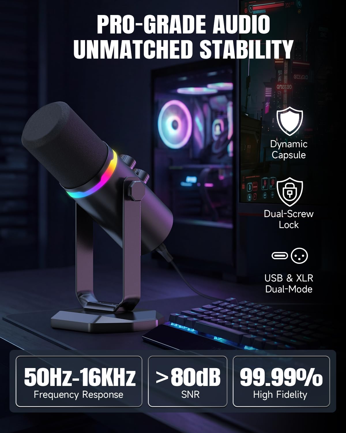 USB/XLR Dynamic Microphone with Desk Stand T861527
