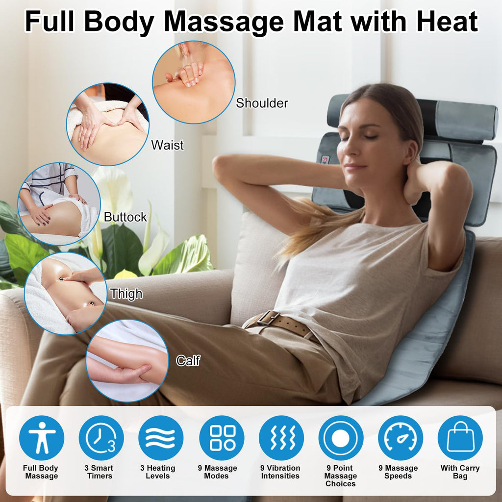 Heated Full Body Massage Mat with 10 Vibrating Nodes D82115
