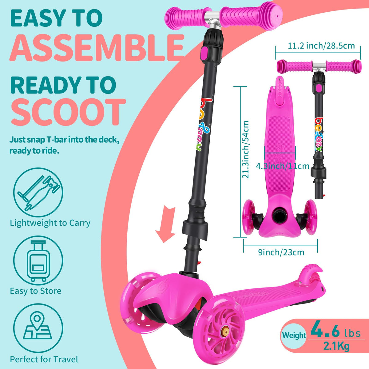 3 Wheel Kids Scooter with Light up Wheels P14558