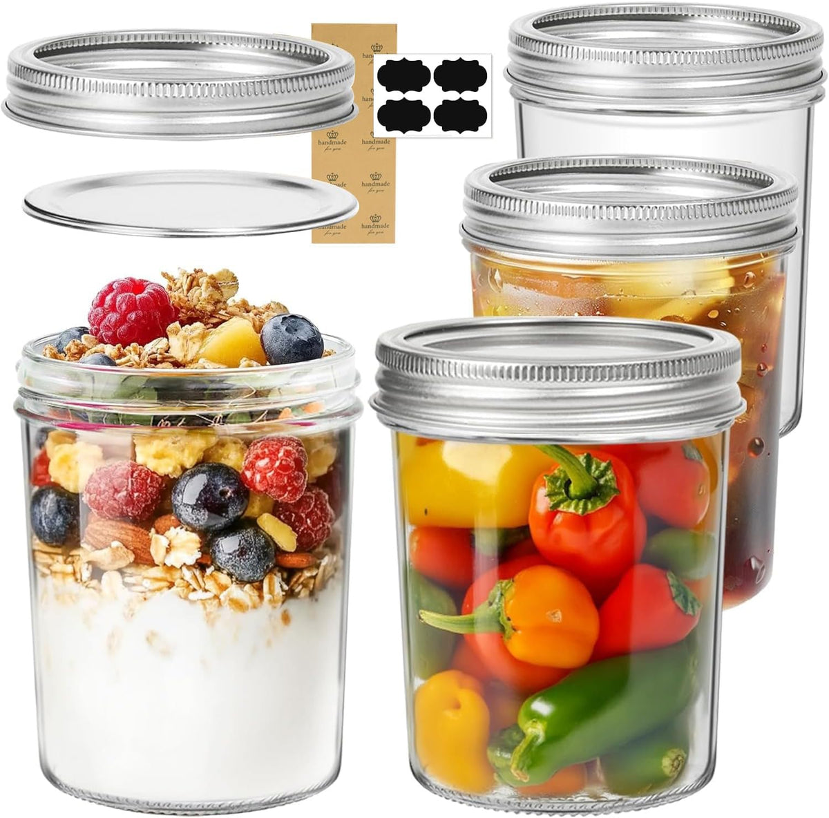16 oz Wide Mouth Mason Jars 4 Pack E695