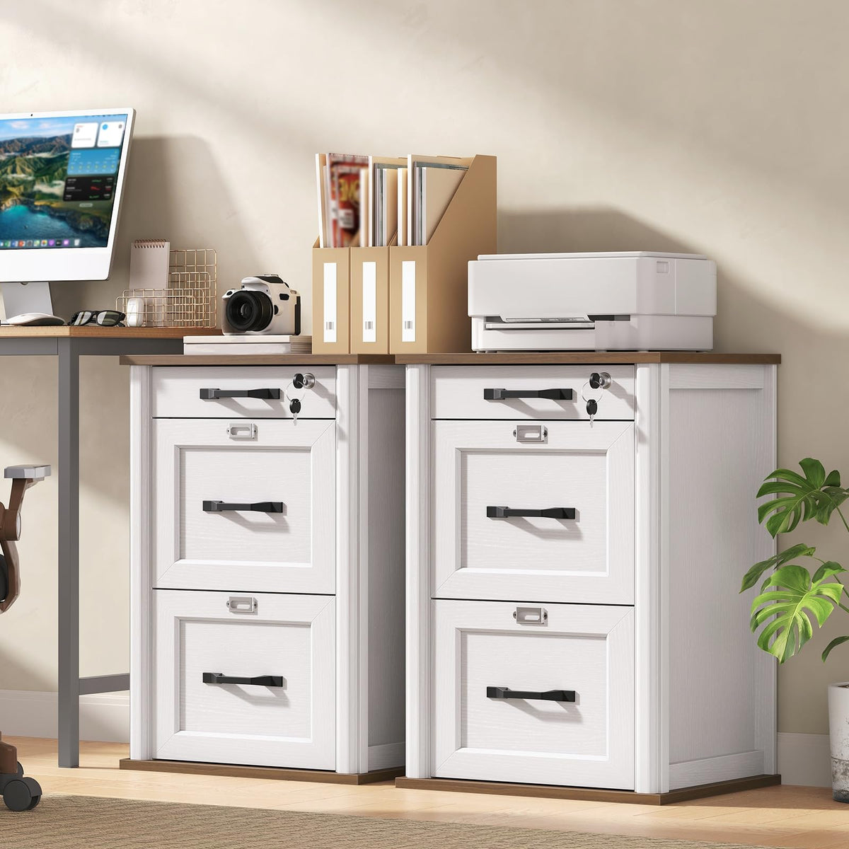 3 Drawer File Cabinet with Lock Set of 2 A4412