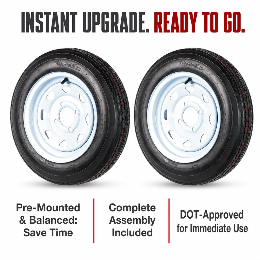 2-Pack Trailer Tire Rim Assembly 4.80-12 White 4 Lug N342