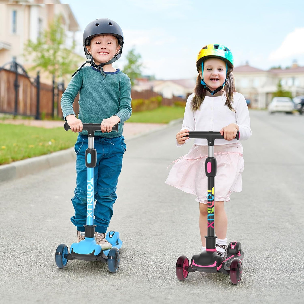 Light Up 3 Wheel Folding Kids Scooter with Adjustable Height Y85434