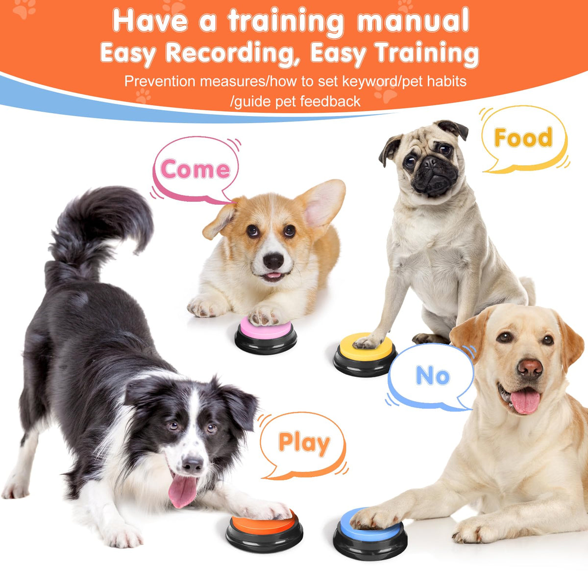 8 Recordable Sound Buttons Dog Training Toy M268