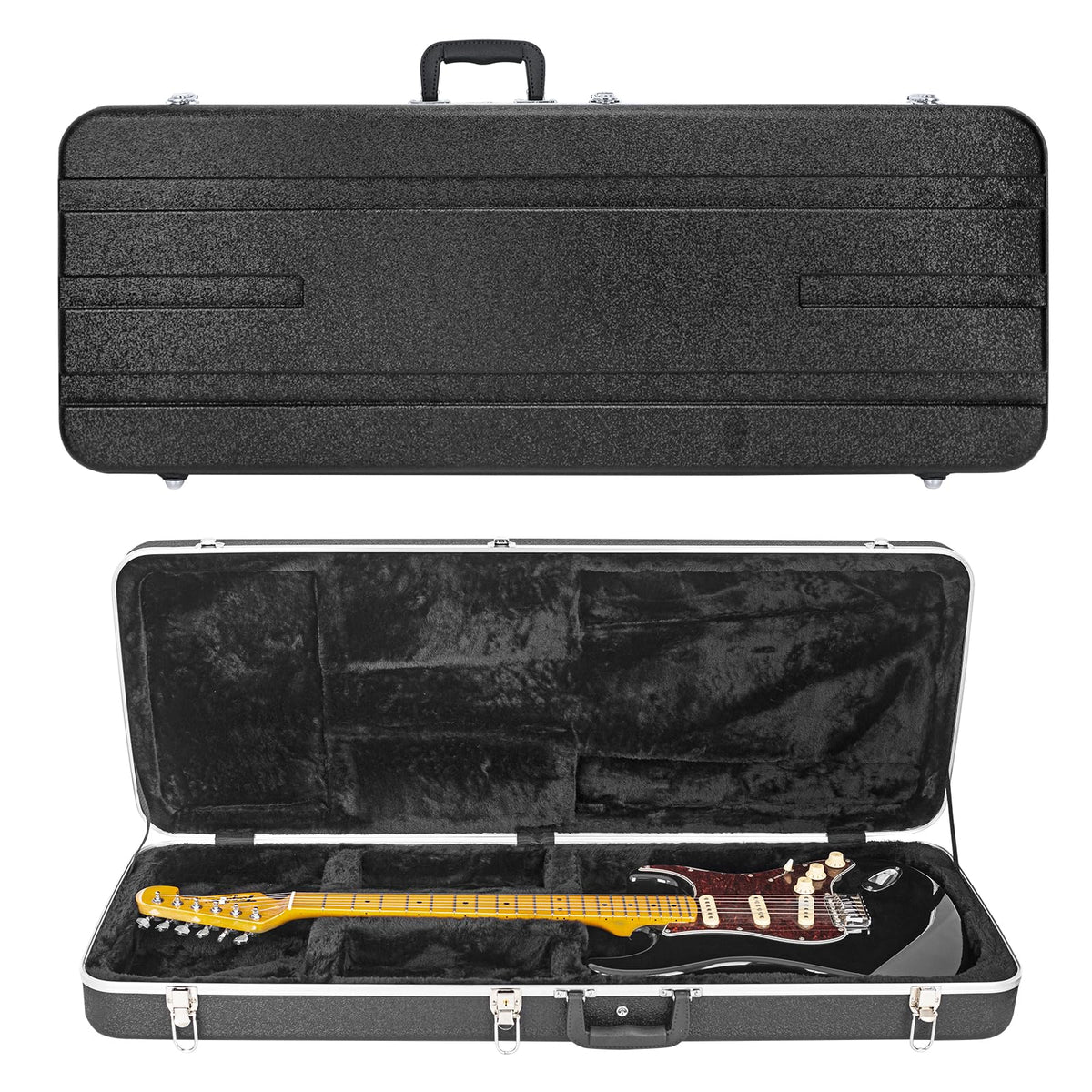ABS Electric Guitar Hard Case 1.1 Inch Foam Plush Interior Black O111550