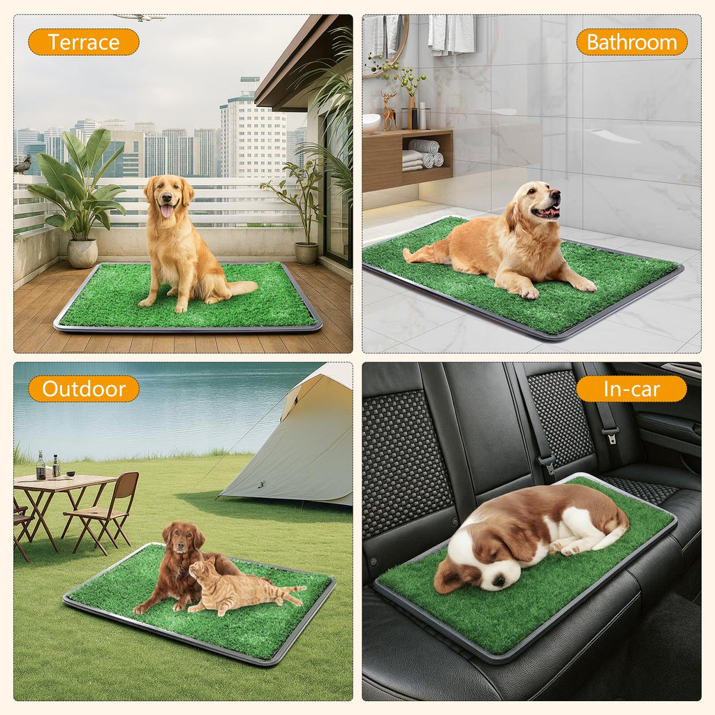 Dog Grass Pad with Tray, 35 x 23 in, 2 Replacement Turf Pads K450210
