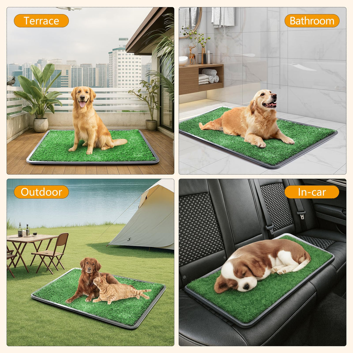Dog Grass Pad with Tray, 35 x 23 in, 2 Replacement Turf Pads K450210