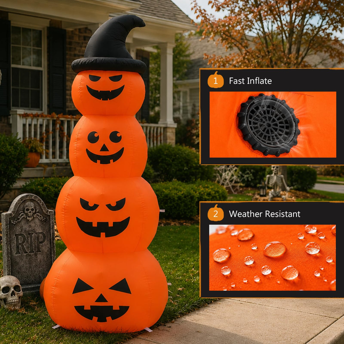 8FT Inflatable Stacked Pumpkins V388