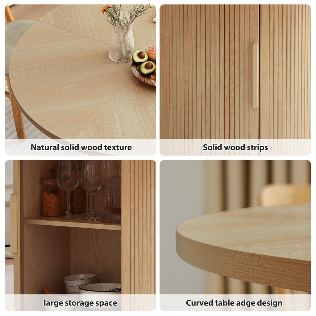 47 inch Round Dining Table for 4 with 2-Layer Storage Shelf F50607