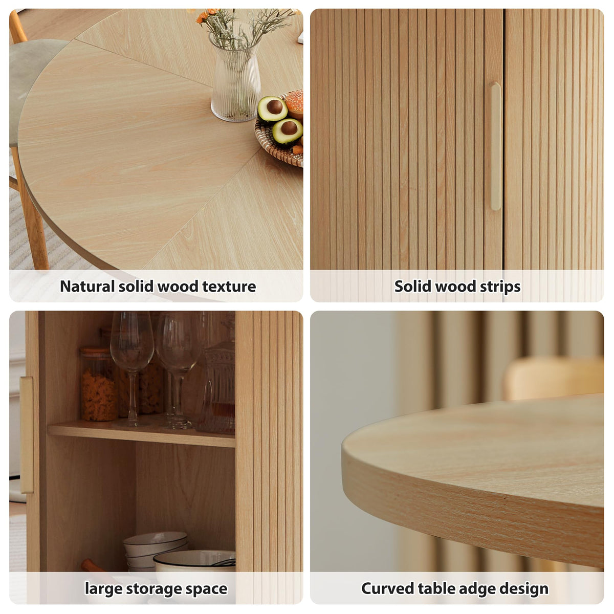 47 inch Round Dining Table for 4 with 2-Layer Storage Shelf F50607