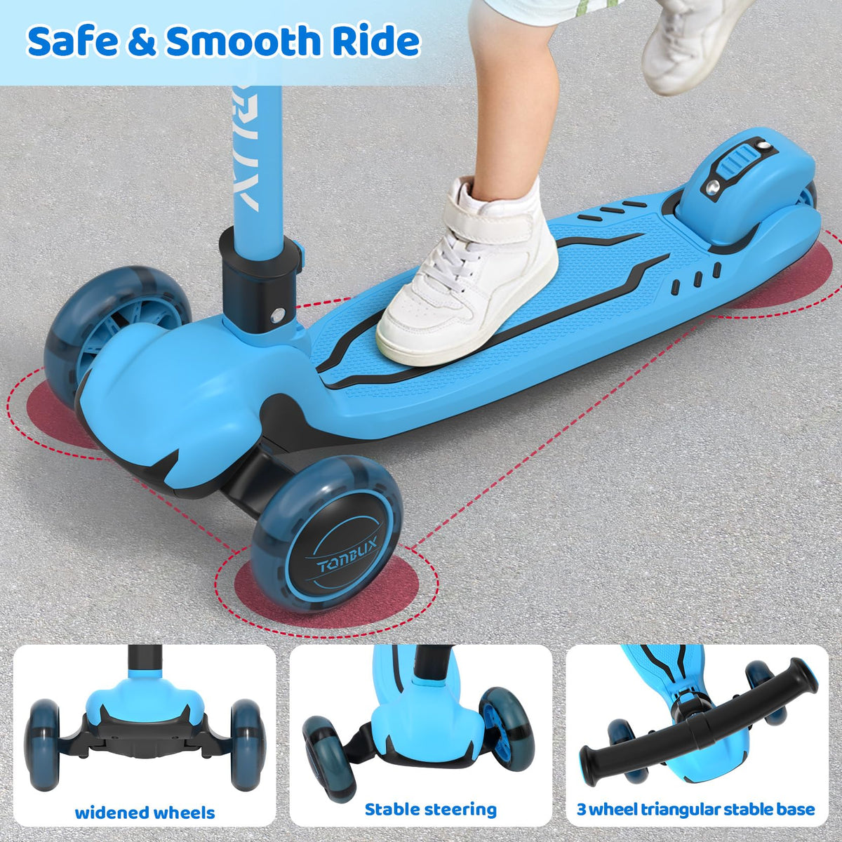 Light Up 3 Wheel Folding Kids Scooter with Adjustable Height Y85434