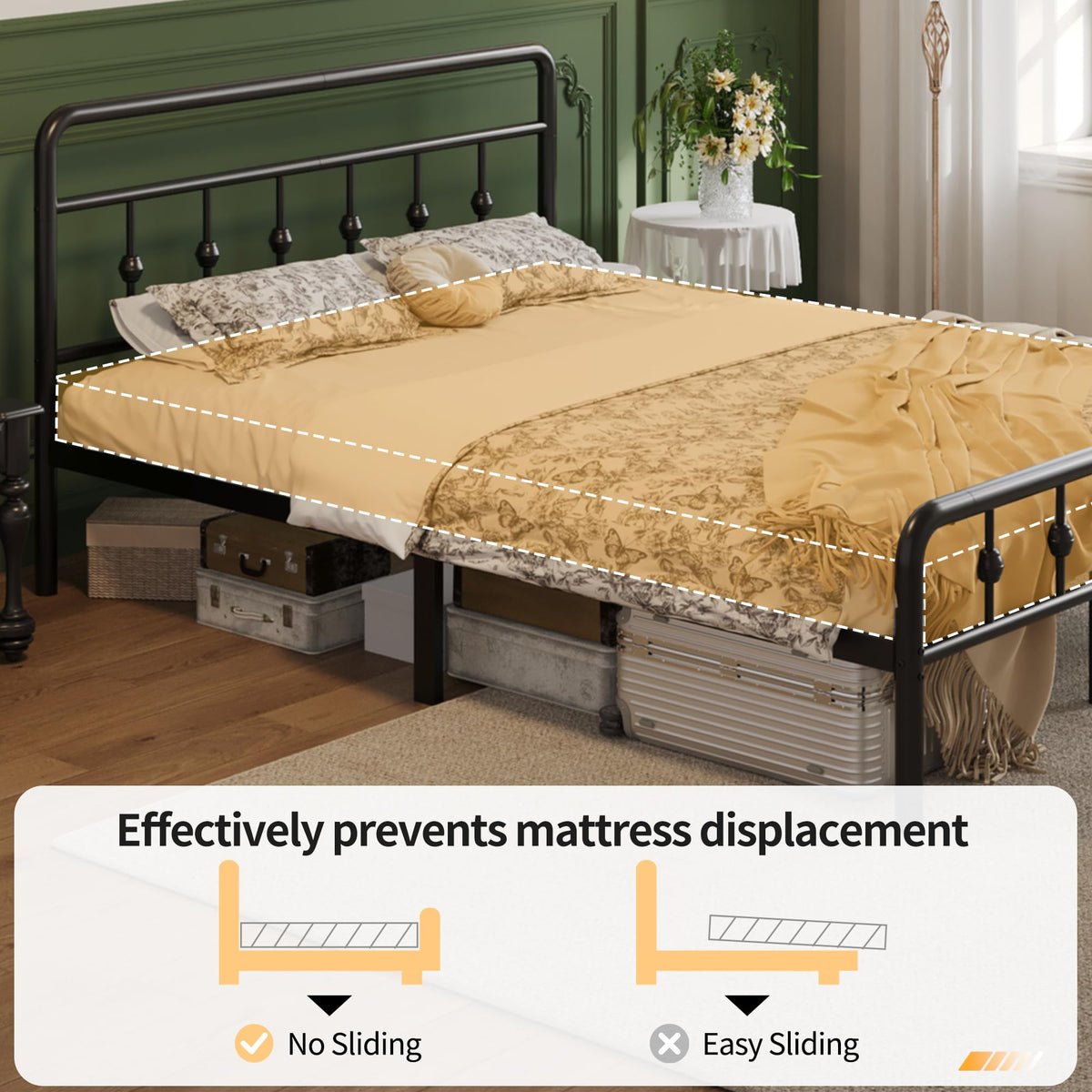 12 Inch Full Bed Frame with Headboard and Footboard P5078