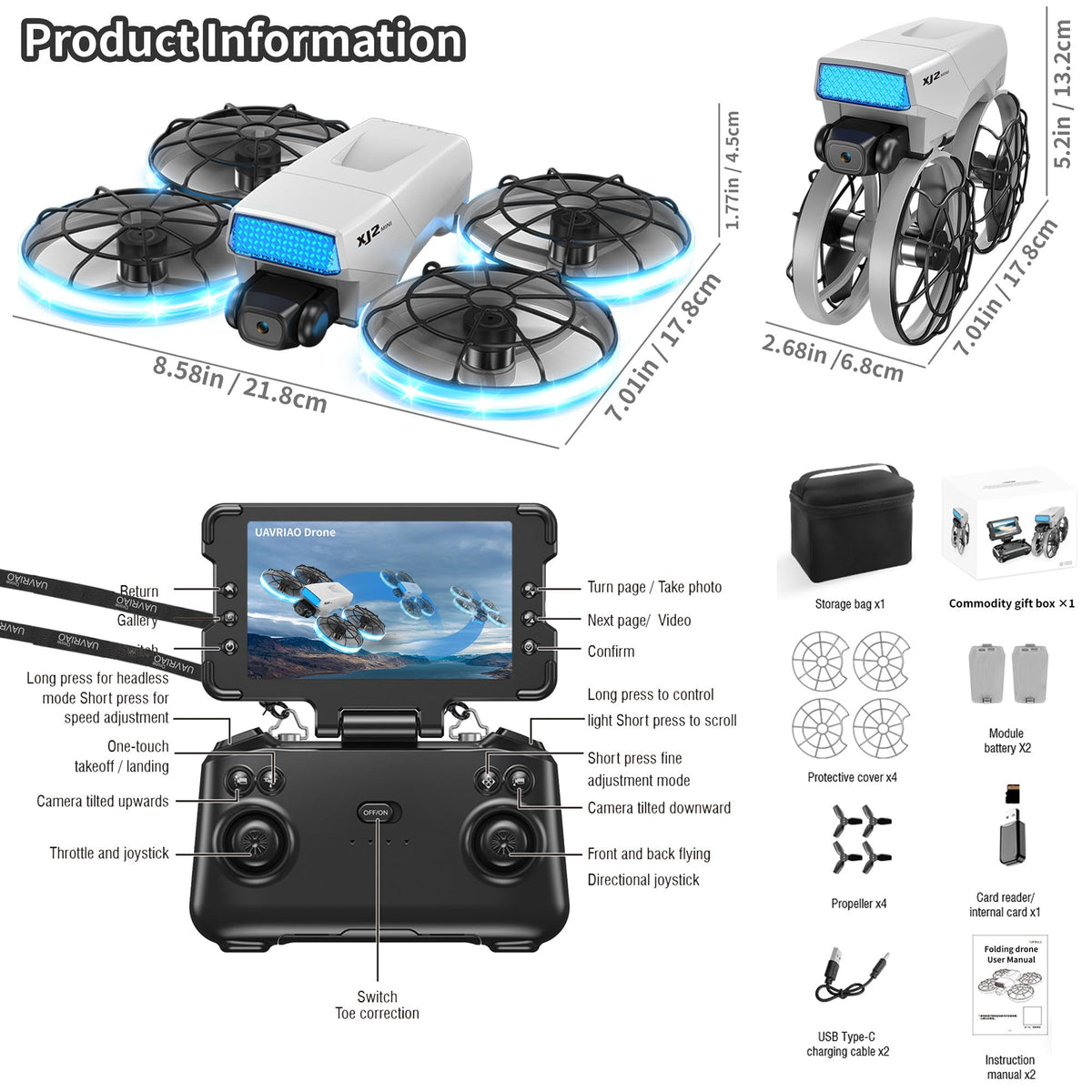 Foldable HD Camera Drone Under 250g with Propeller Guards D781
