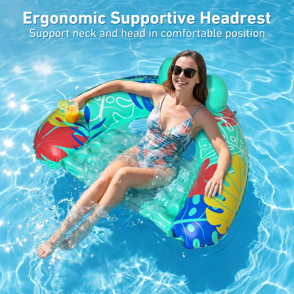 3 Pack Inflatable Pool Float Chairs with Cup Holder A85844