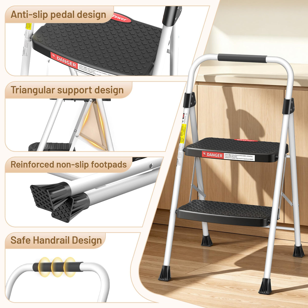 2 Step Ladder with Anti-Slip Pedal T2970