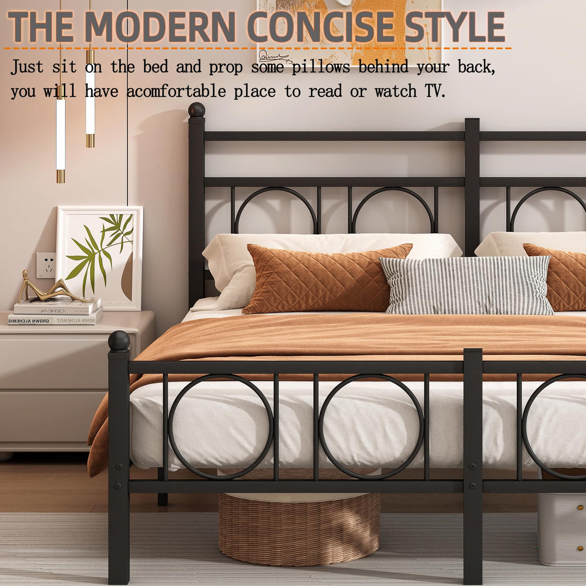 Black Full Bed Frame with Headboard K48529