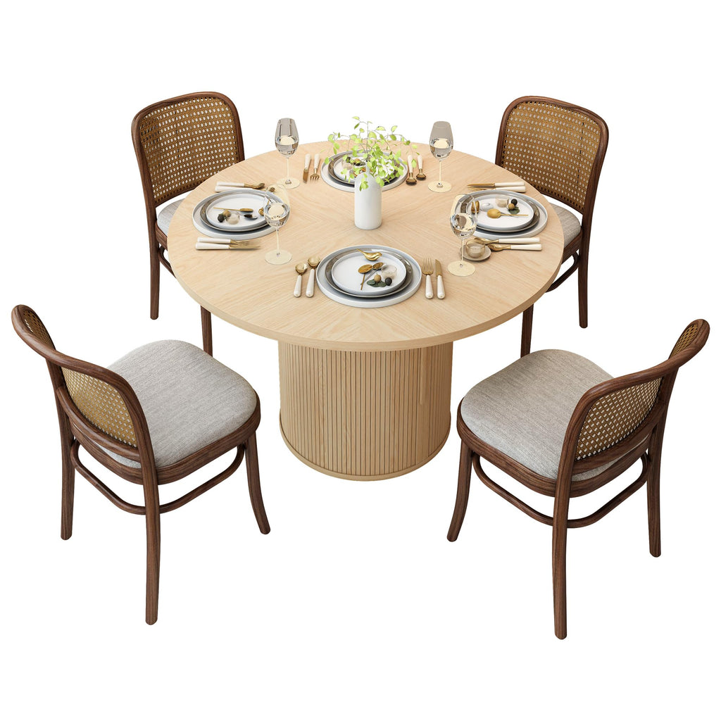 47 inch Round Dining Table for 4 with 2-Layer Storage Shelf F50607