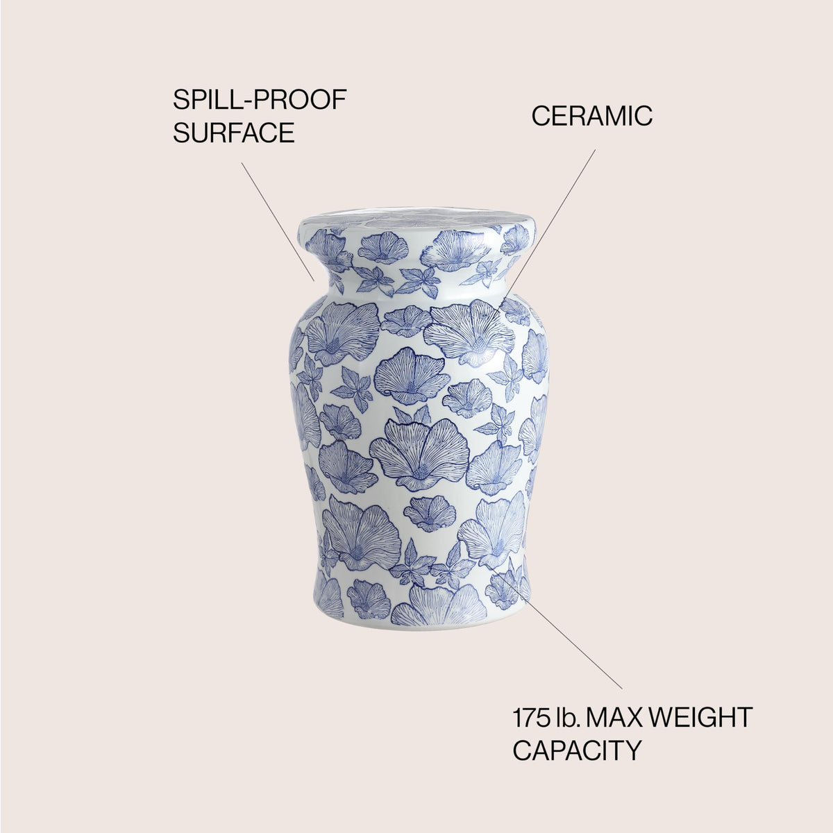 Ceramic Drum Garden Stool Side Table B316613