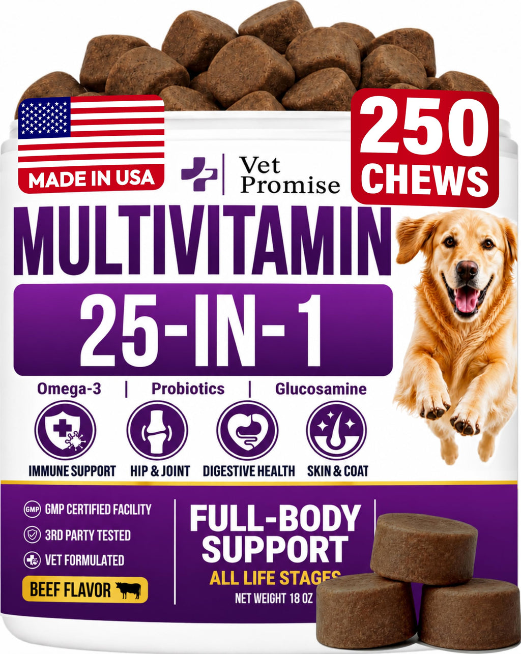 Dog Vitamins and Supplements, 250 Chews Y718317