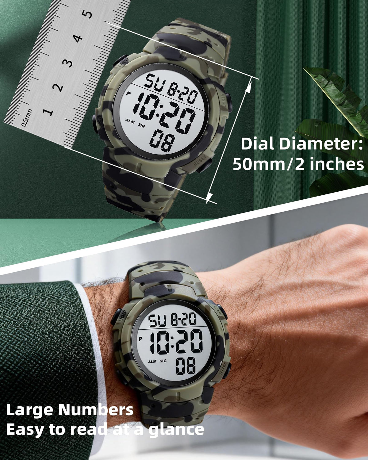 Digital Watch Mens Waterproof Sport Wristwatch I24556