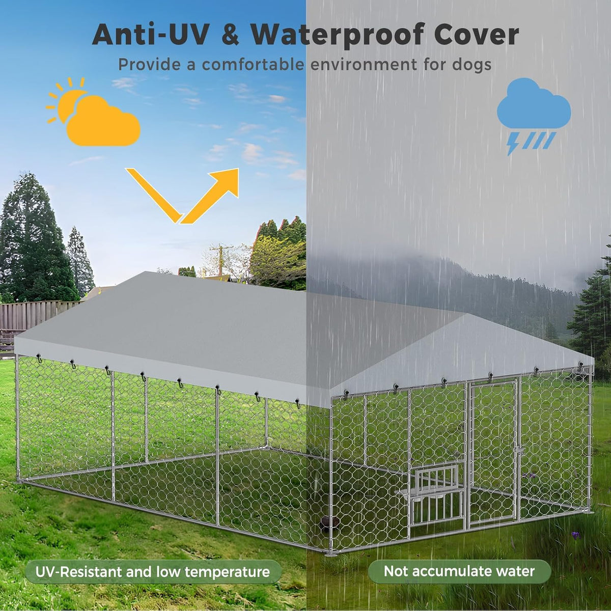 10x15FT Galvanized Outdoor Dog Kennel E6139
