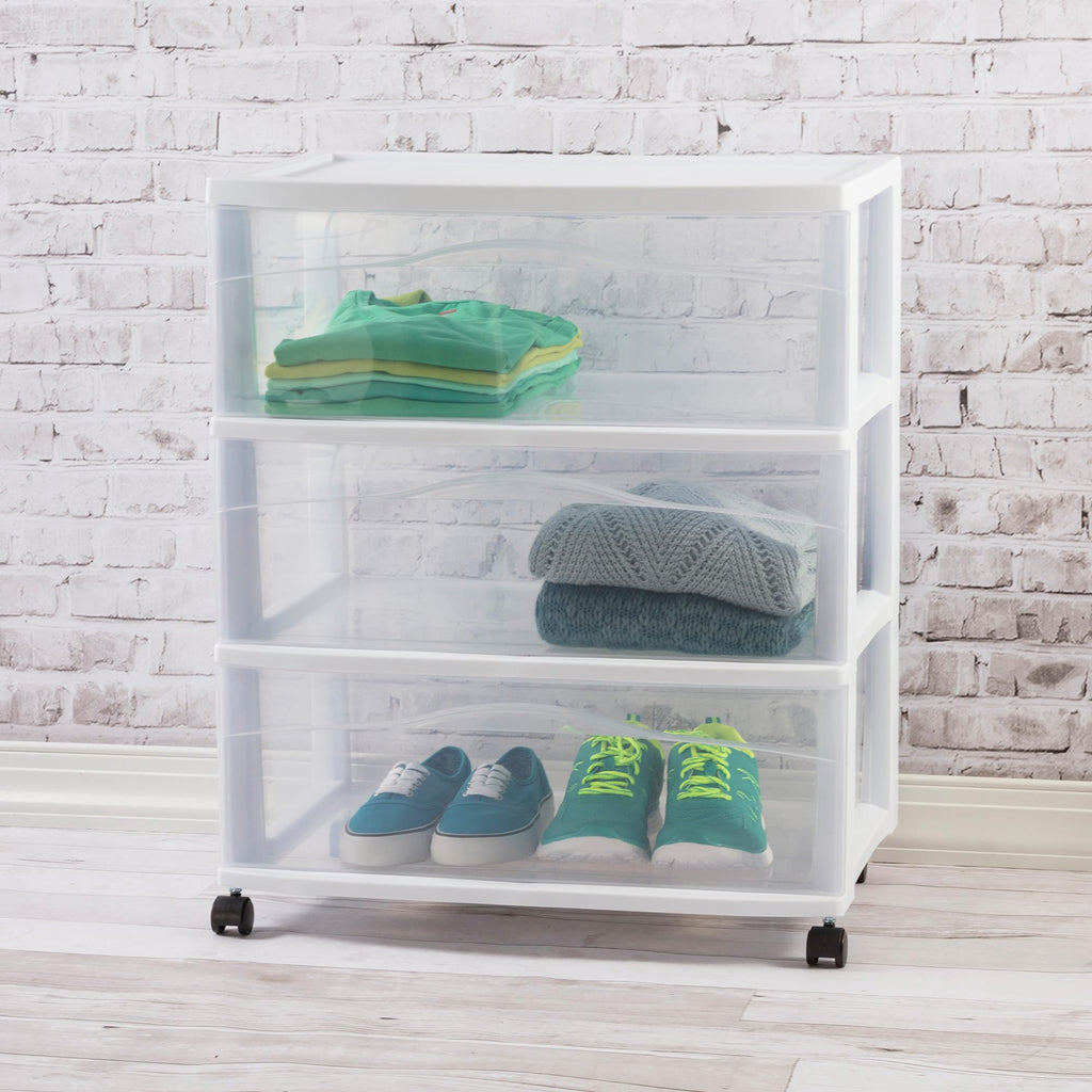 Wide 3 Drawer Plastic Rolling Storage Cart M16955