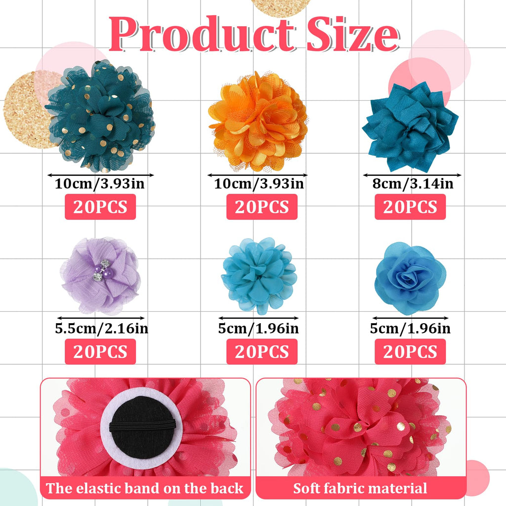 Multi Color Soft Chiffon Dog Collar Flower Bows K831506