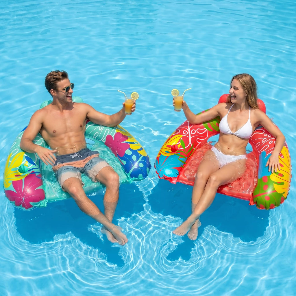 3 Pack Inflatable Pool Float Chairs with Cup Holder A85844