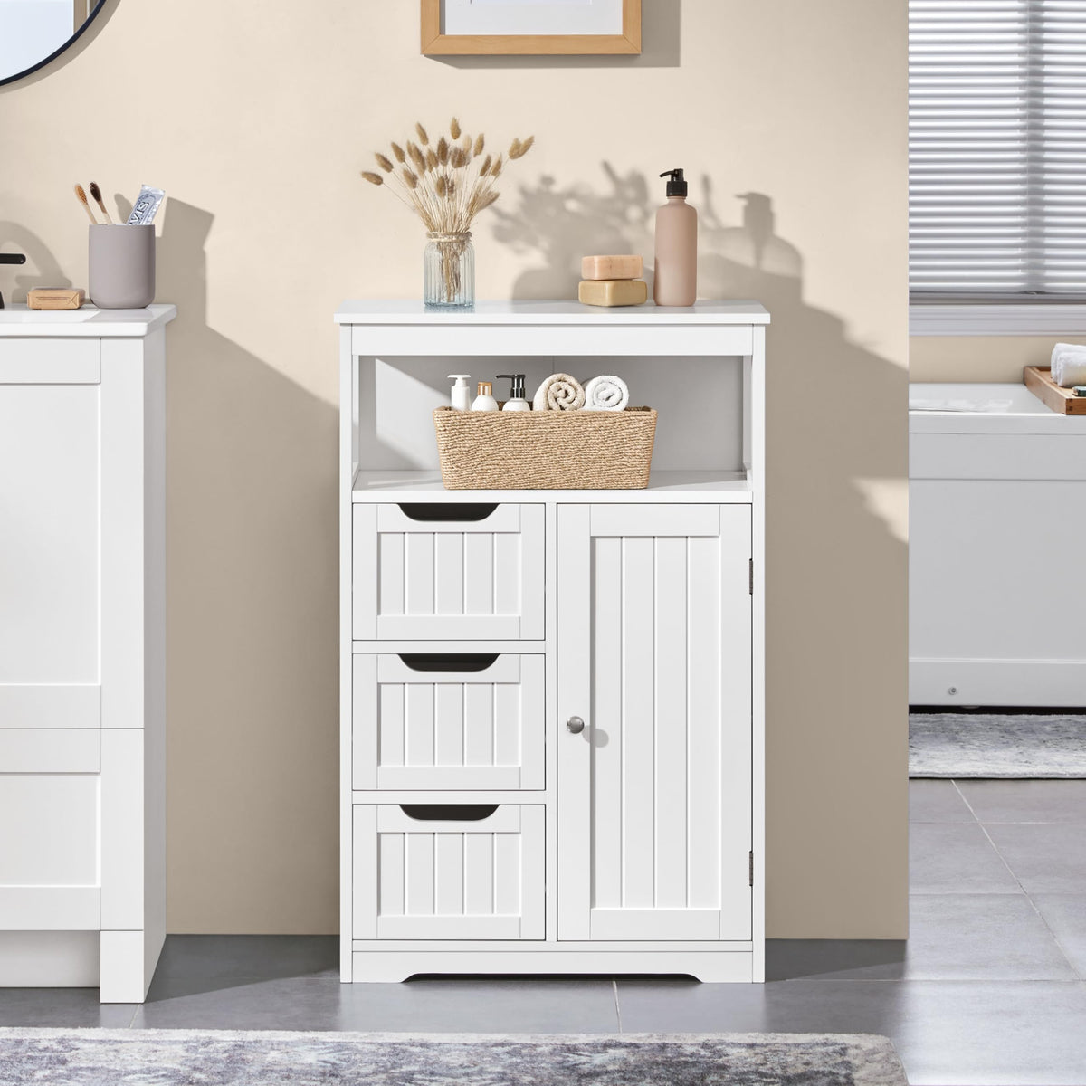White 3 Drawer Bathroom Storage Cabinet Q7519