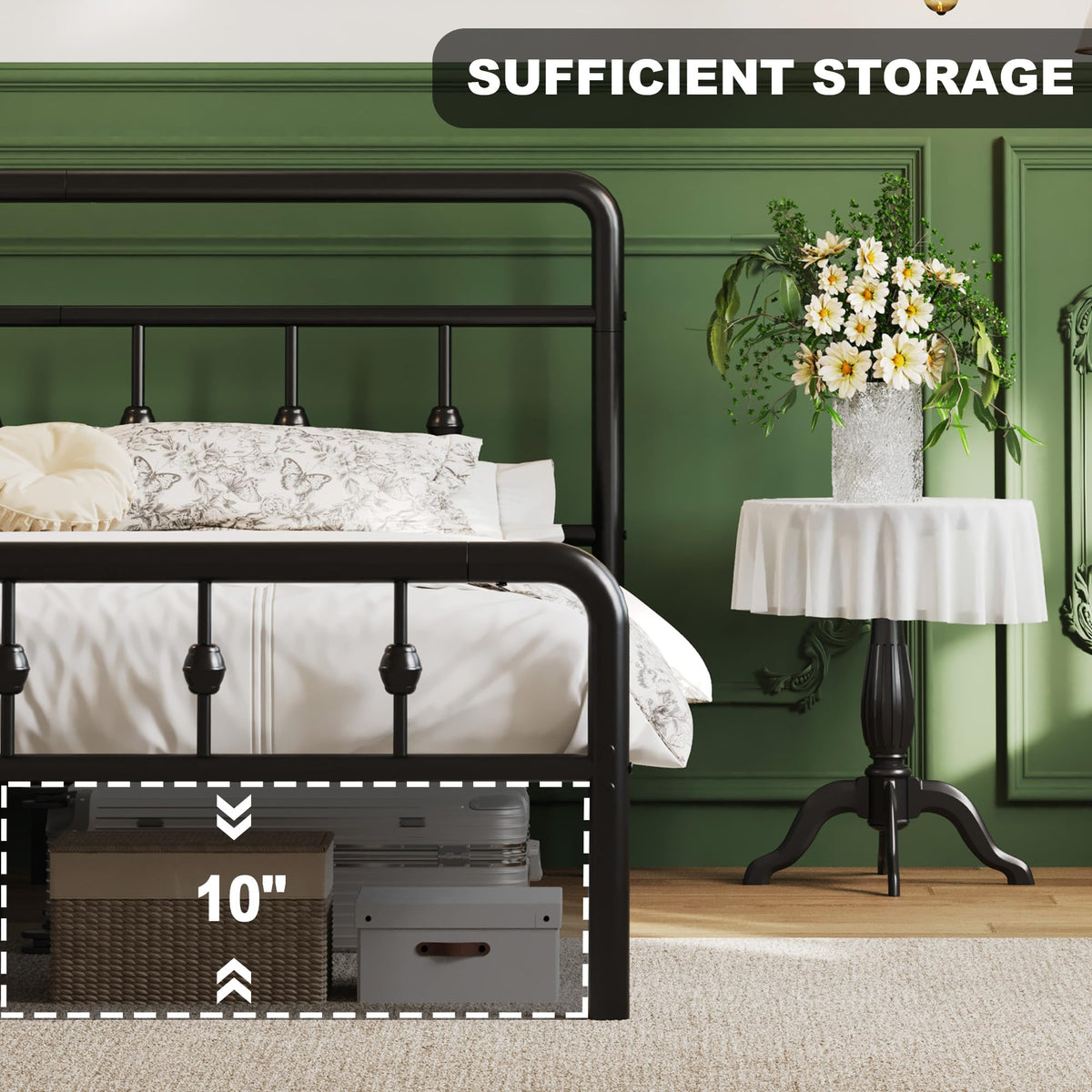 12 Inch Full Bed Frame with Headboard and Footboard P5078
