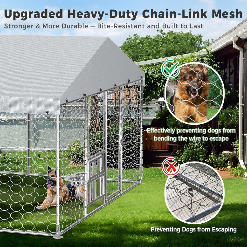 10x15FT Galvanized Outdoor Dog Kennel E6139