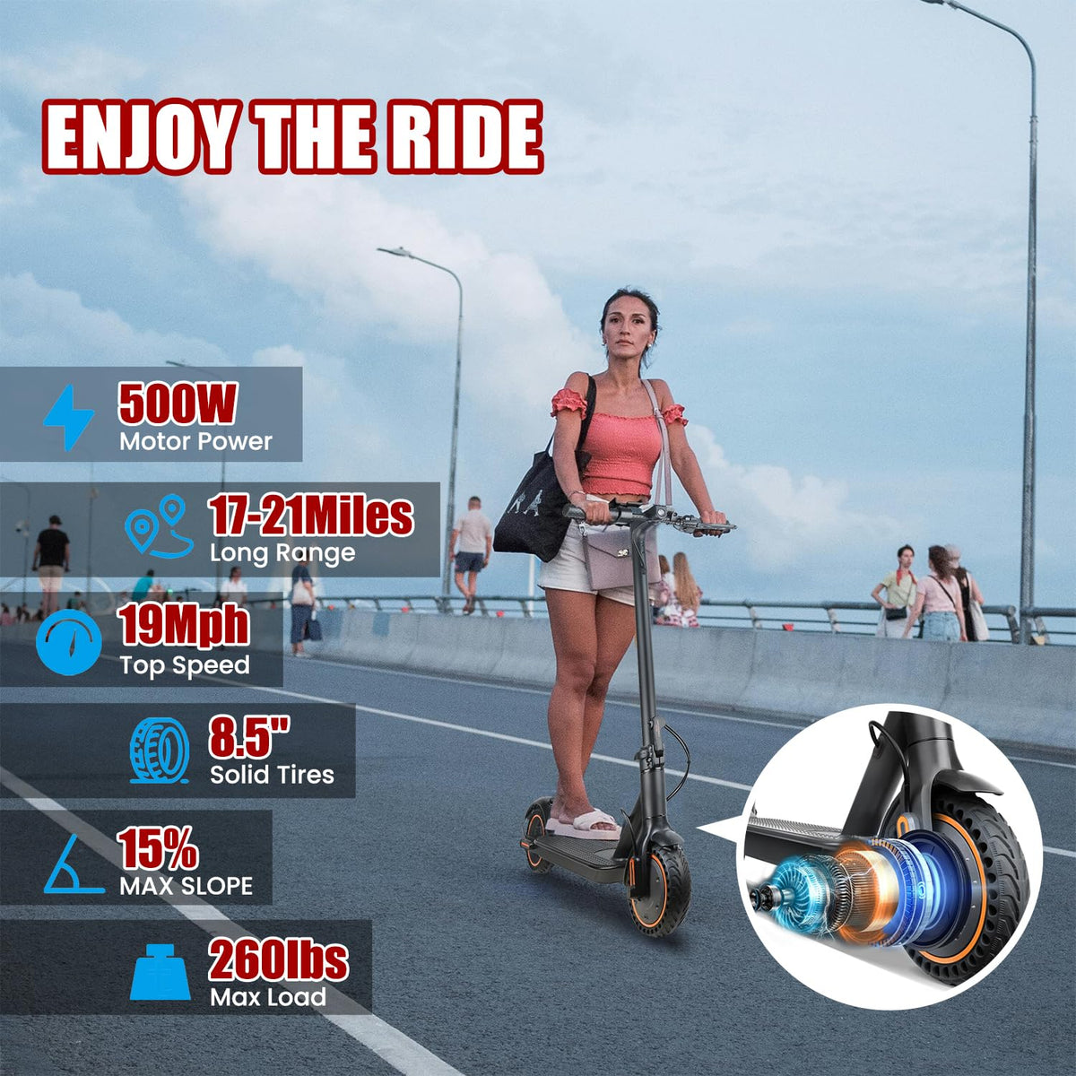 500W Foldable Electric Scooter with Dual Braking System U934158