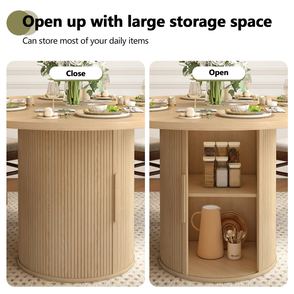 47 inch Round Dining Table for 4 with 2-Layer Storage Shelf F50607