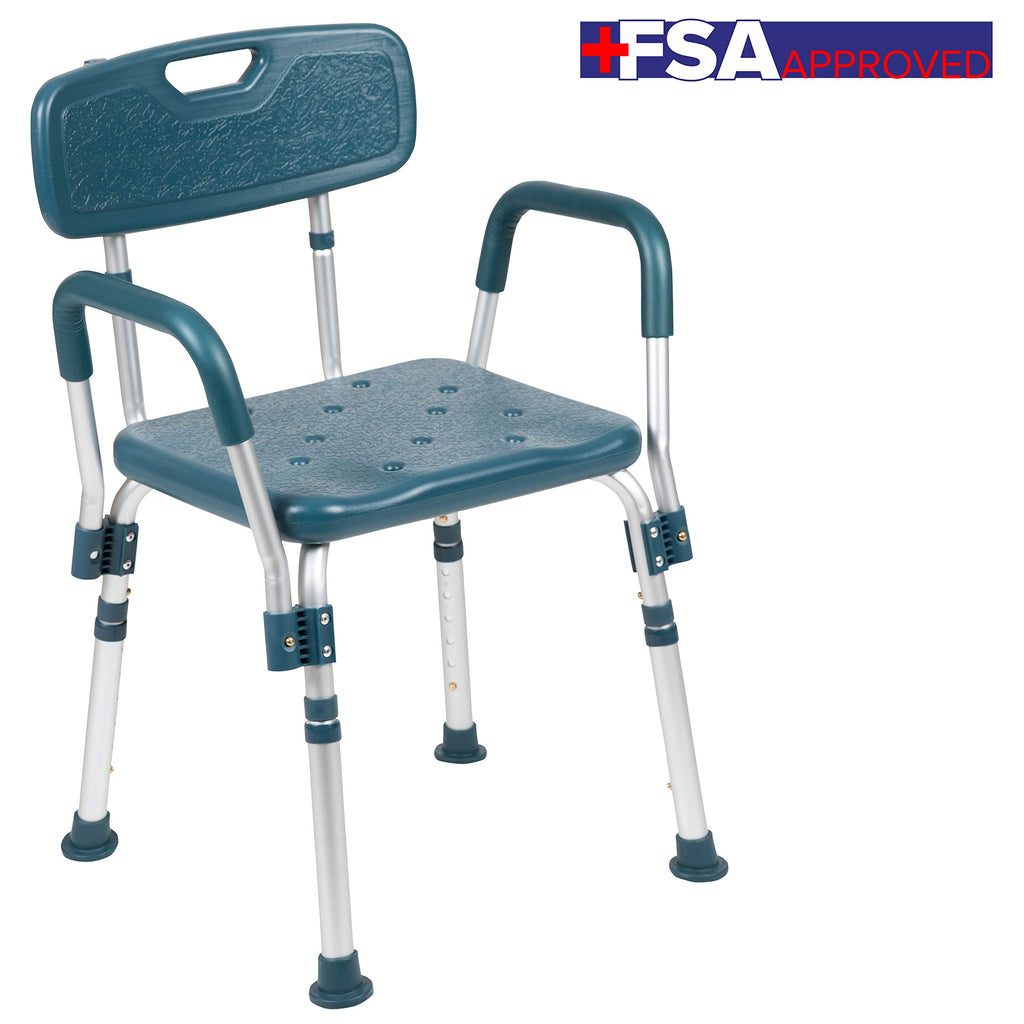 Adjustable Navy Bath & Shower Chair with Back & Arms A7166