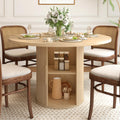 47 inch Round Dining Table for 4 with 2-Layer Storage Shelf F50607