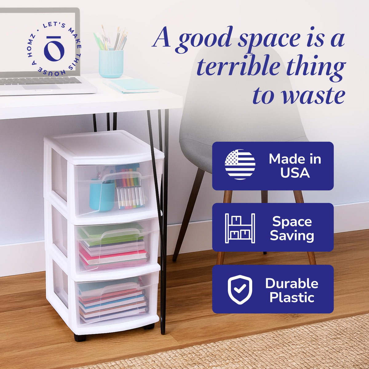 3-Tier Storage Cart with Removable Wheels P9545