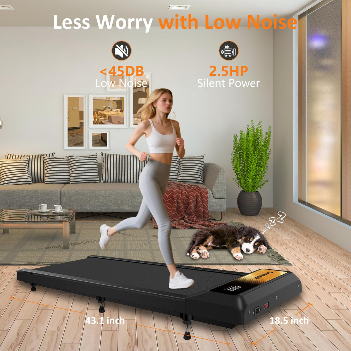 2.5HP Incline Walking Pad Treadmill with Remote F573