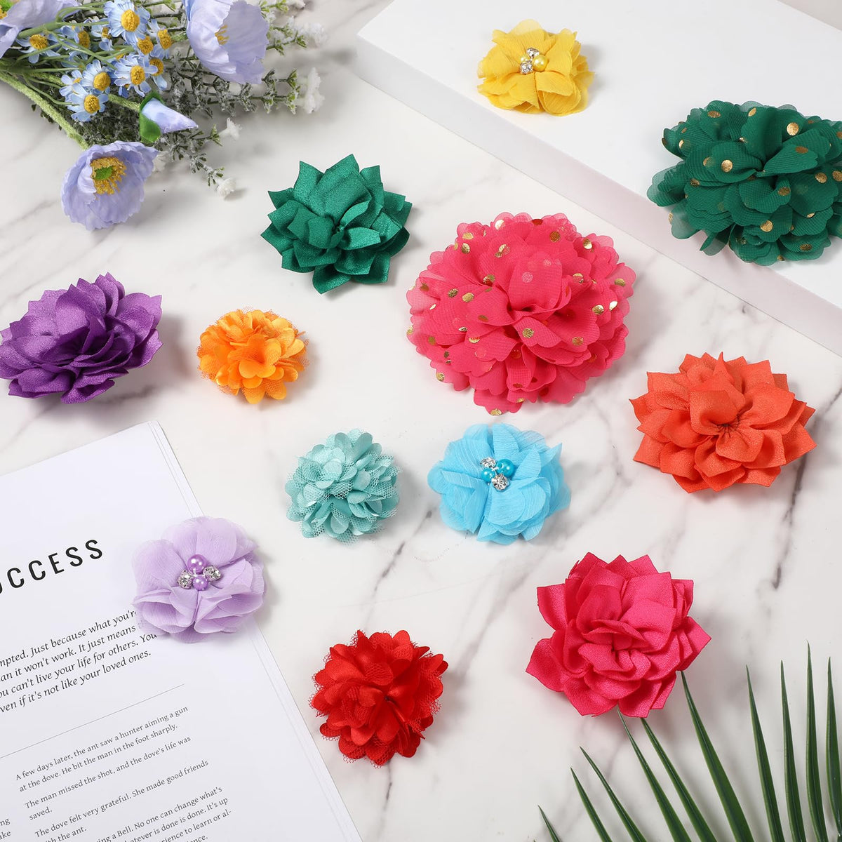 Multi Color Soft Chiffon Dog Collar Flower Bows K831506