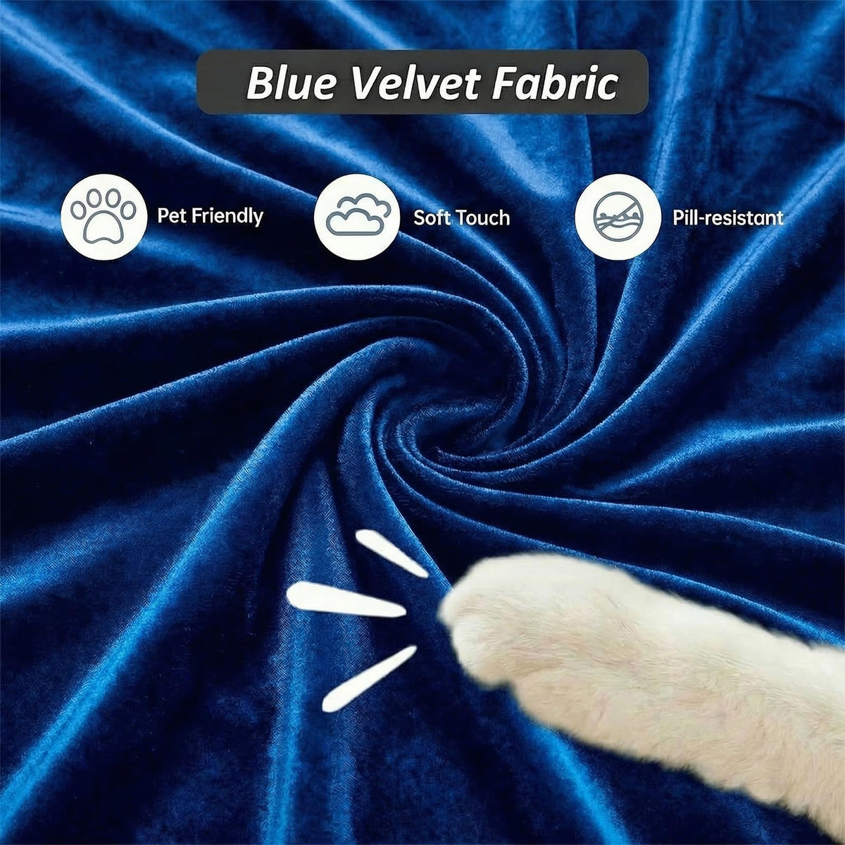 Navy Blue and Gold Velvet Sofa and Loveseat Set with 4 Pillows N27722