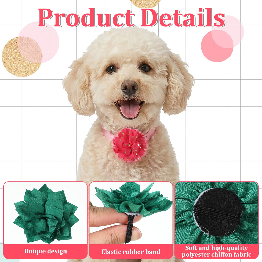 Multi Color Soft Chiffon Dog Collar Flower Bows K831506