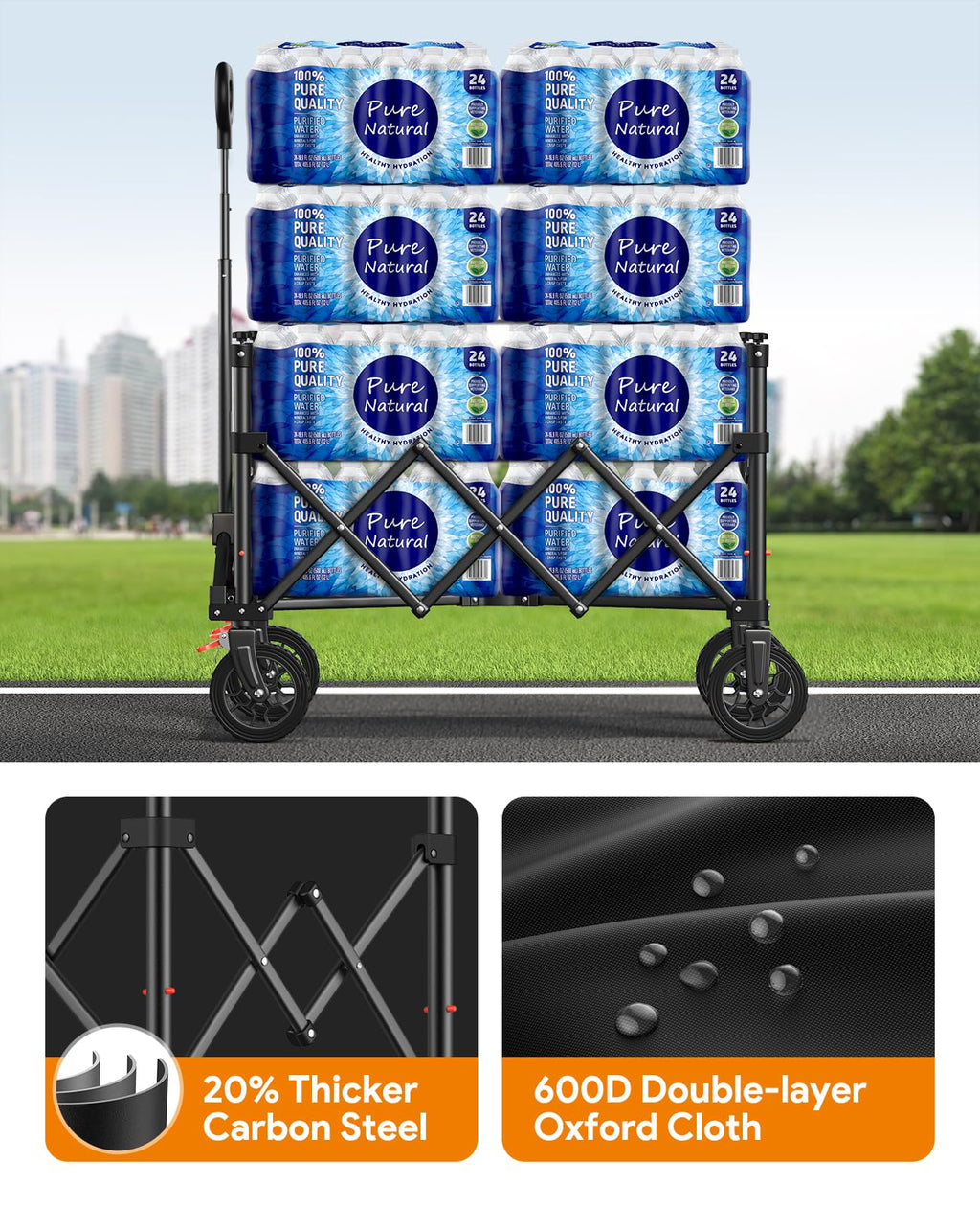 180L Foldable Wagon Cart with Wheels and Brakes F94212