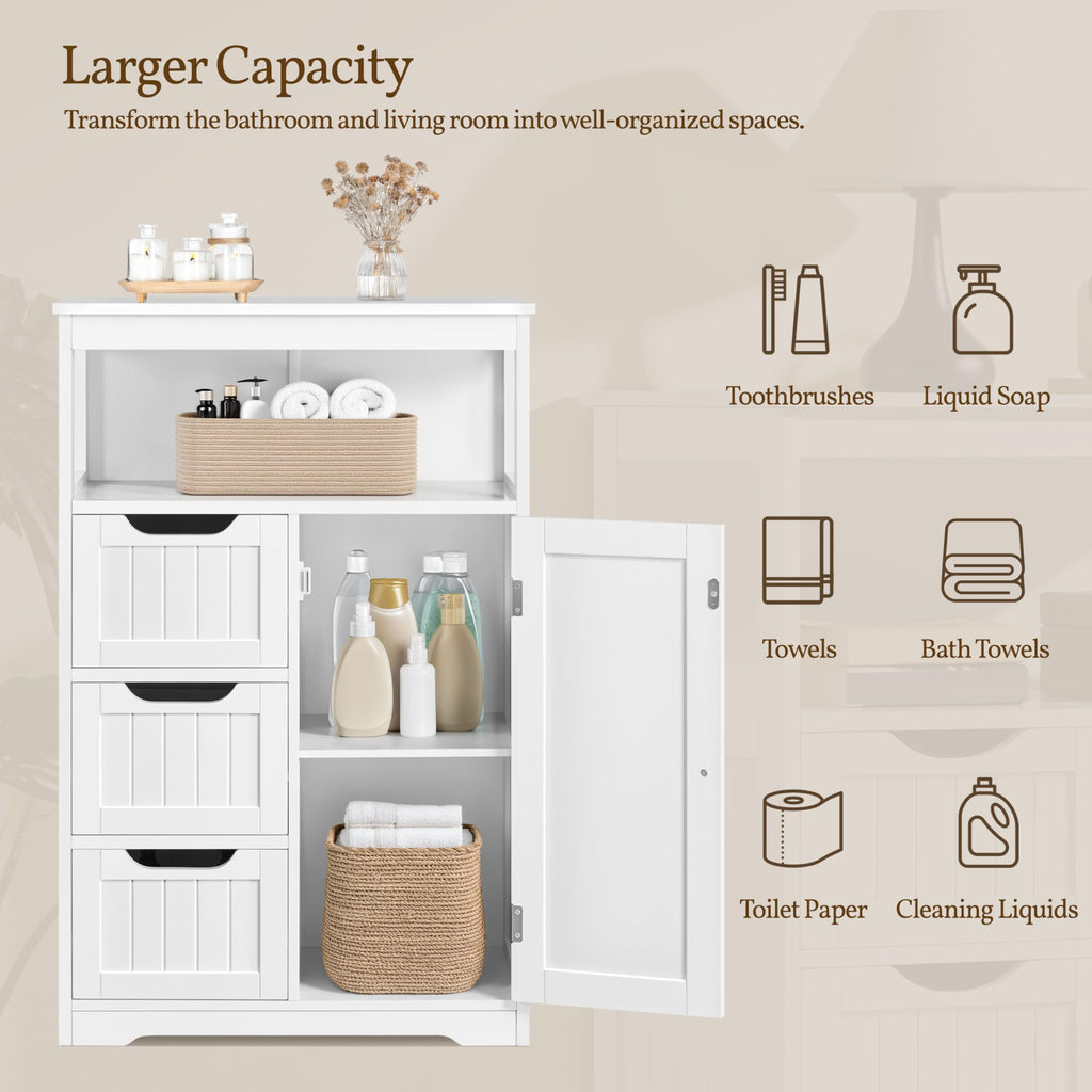 White 3 Drawer Bathroom Storage Cabinet Q7519