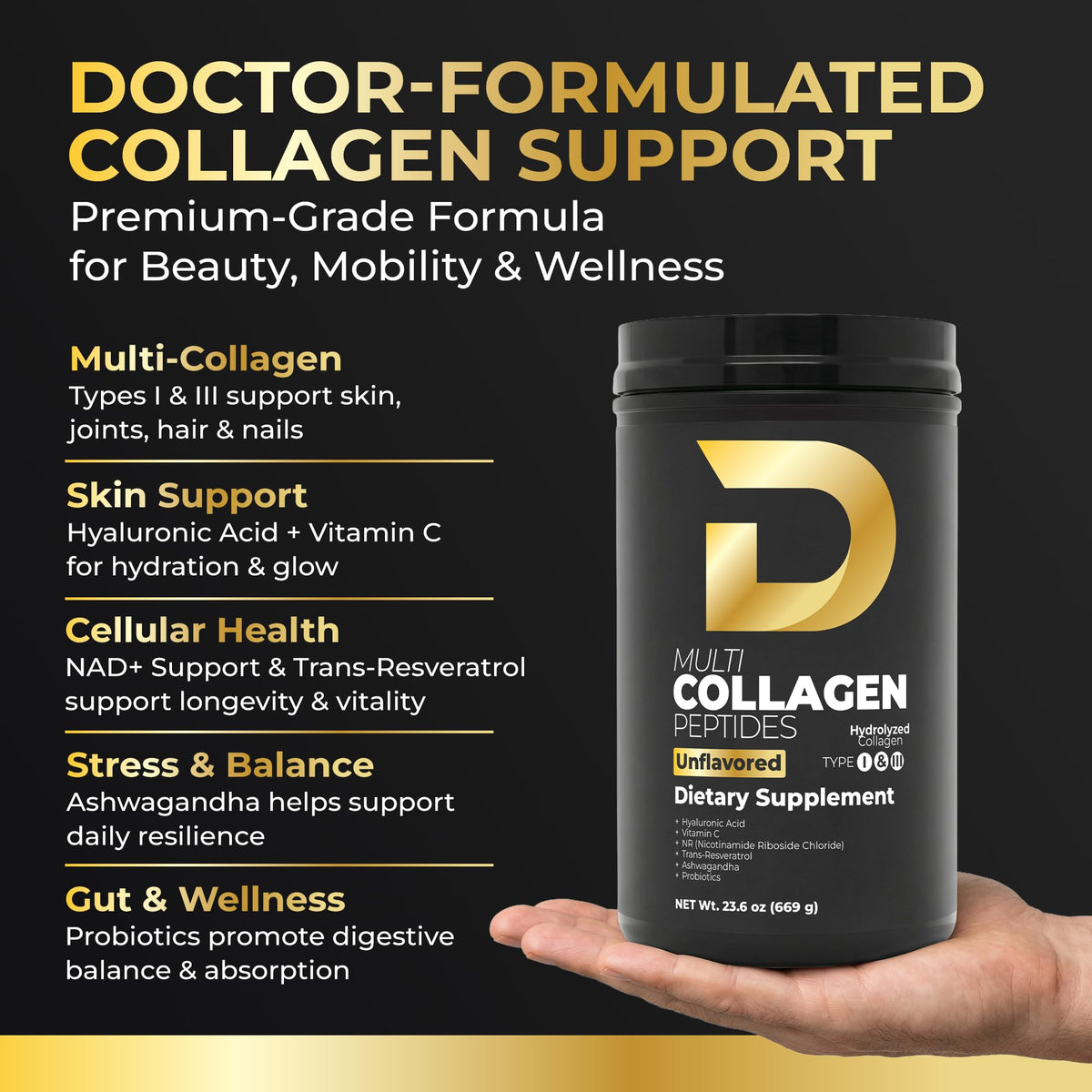 Multi Collagen Peptides Powder Unflavored 30 Servings U798449