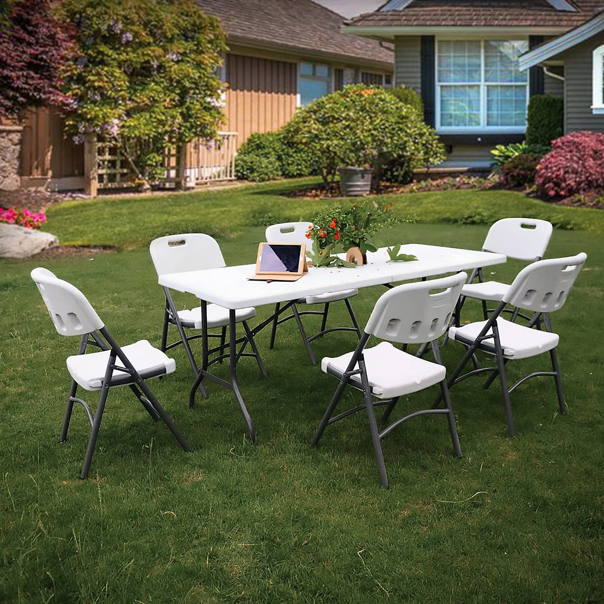 6Ft Heavy Duty Folding Plastic Table White Y389225